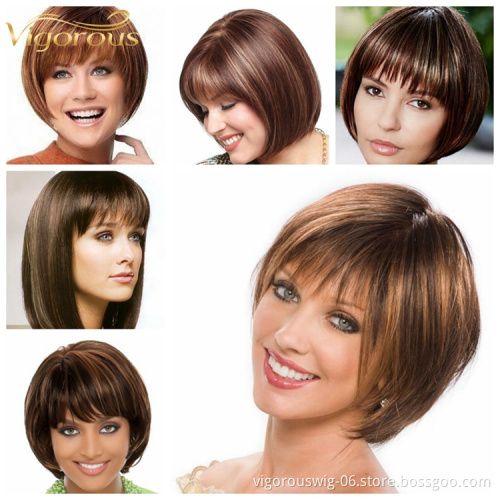 Vigorous blonde highlight brown wholesale bob supplier bone straight cheap raw brazilian bundles wig human hair straight